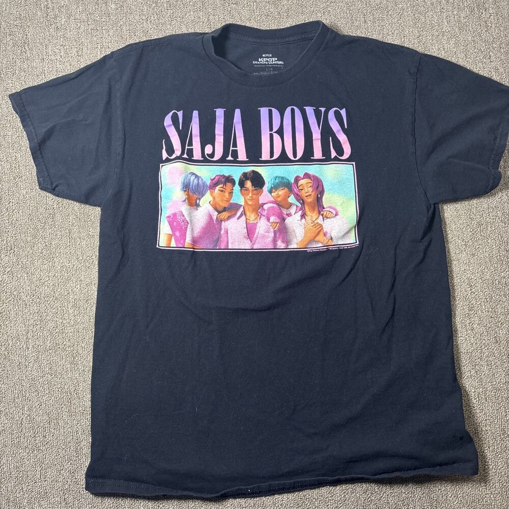 K-pop Demon Hunters Saja Boys T-shirt Large Black Clean